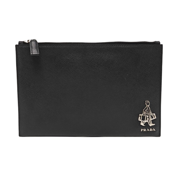 Saffiano Calfskin Clutch Black
