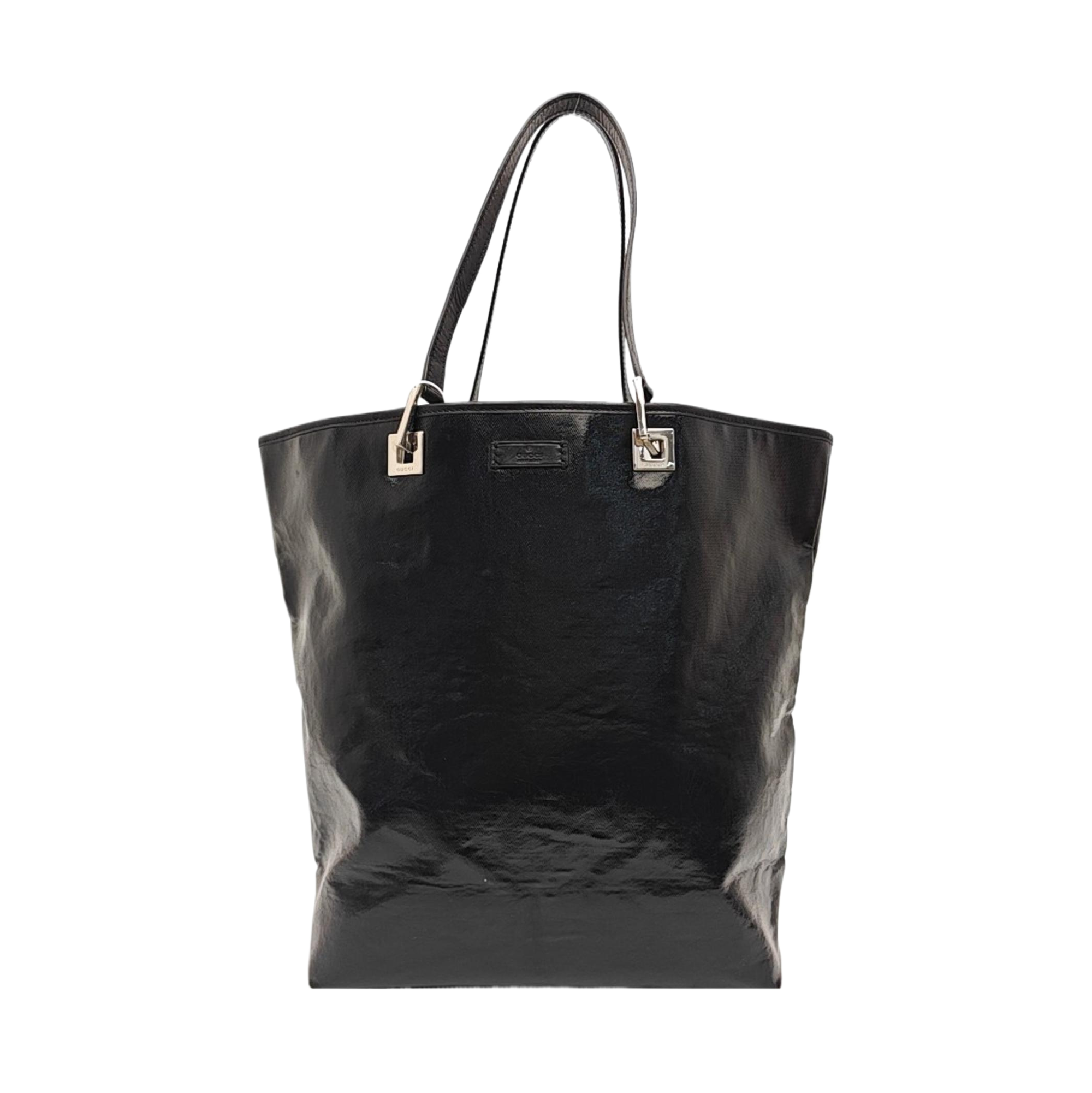 Patent Leather Top Handle Bag Black