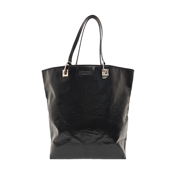 Patent Leather Top Handle Bag Black