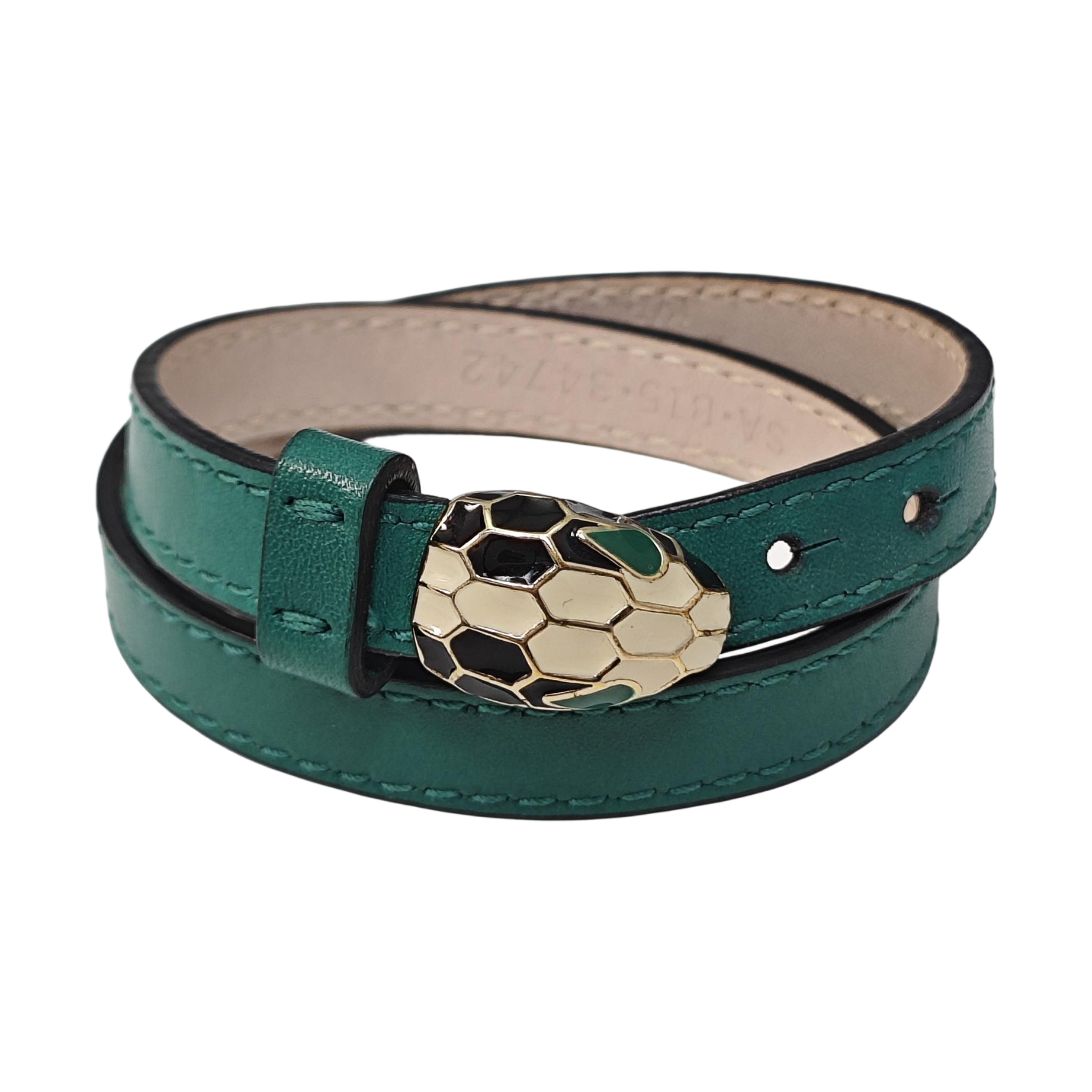 SERPENTI Leather Green Bangle