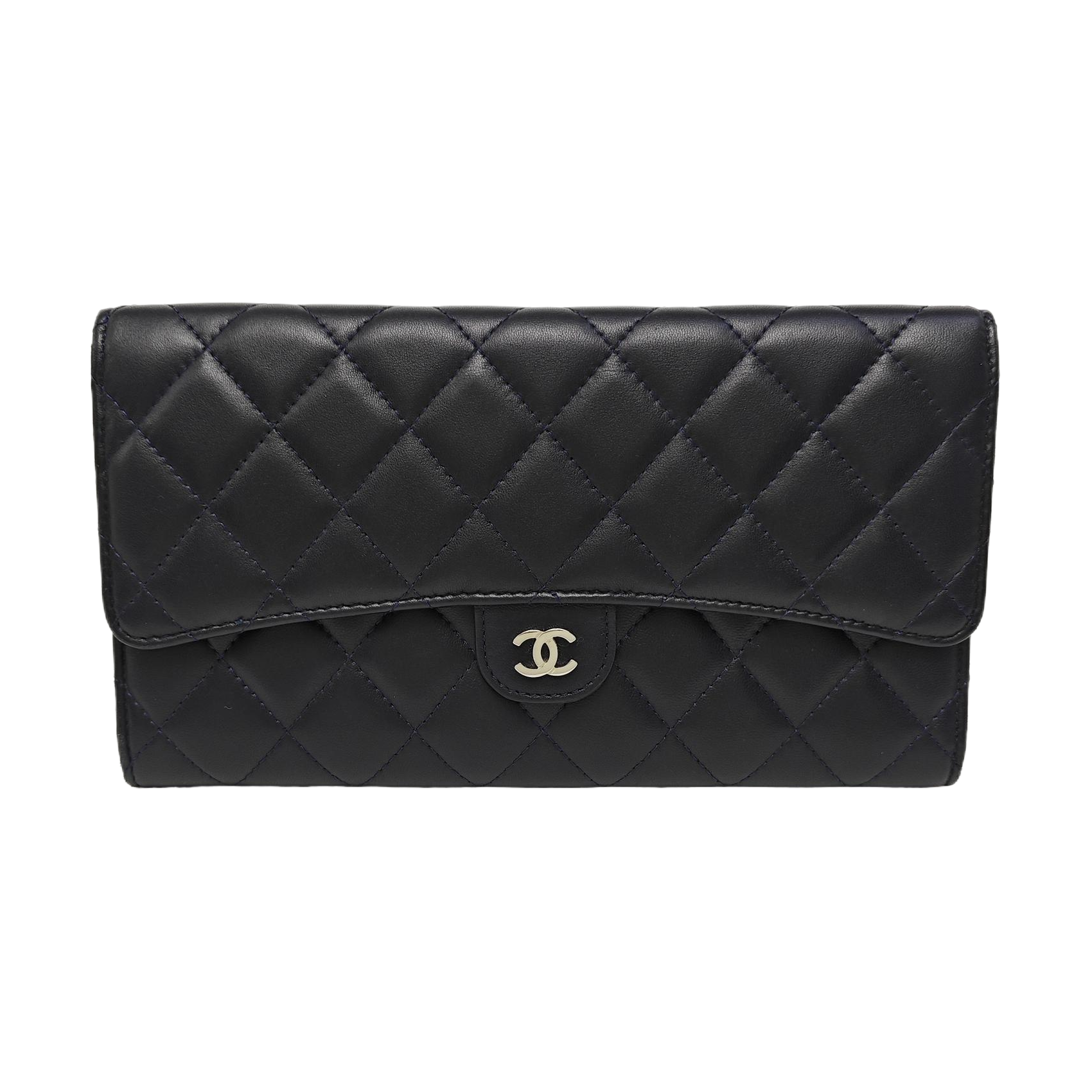 CLASSIC FLAP Mini Quilted Lambskin Blue Wallet