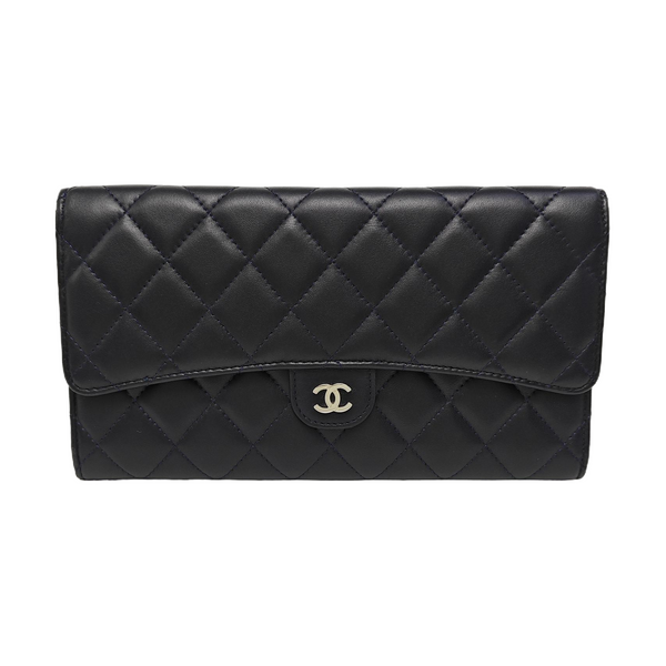 CLASSIC FLAP Mini Quilted Lambskin Blue Wallet
