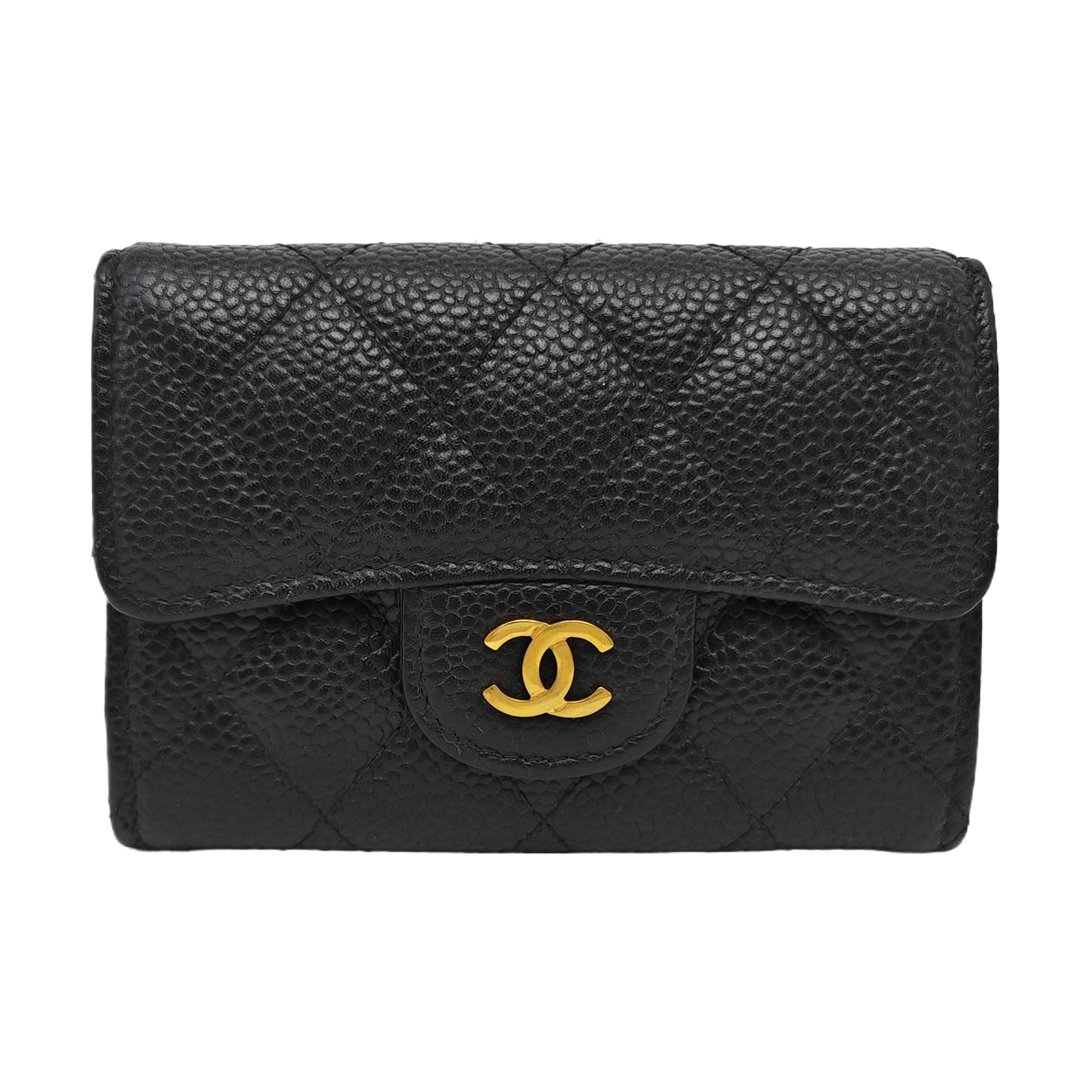 CLASSIC FLAP Quilted Grained Calfskin Black Wallet