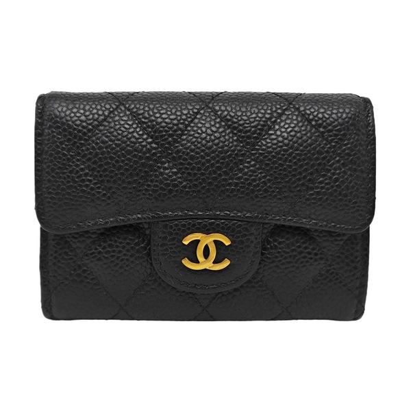 CLASSIC FLAP Quilted Grained Calfskin Black Wallet