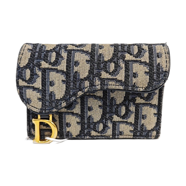 Saddle Mini Oblique Canvas Blue Wallet