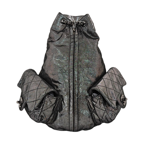 Quilted Calfskin Backpack Gray