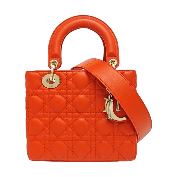 Lady Dior Small Cannage Lambskin Orange