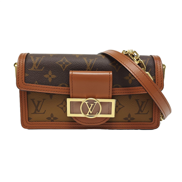 DAUPHINE EAST WEST Mini Monogram Coated Canvas Brown
