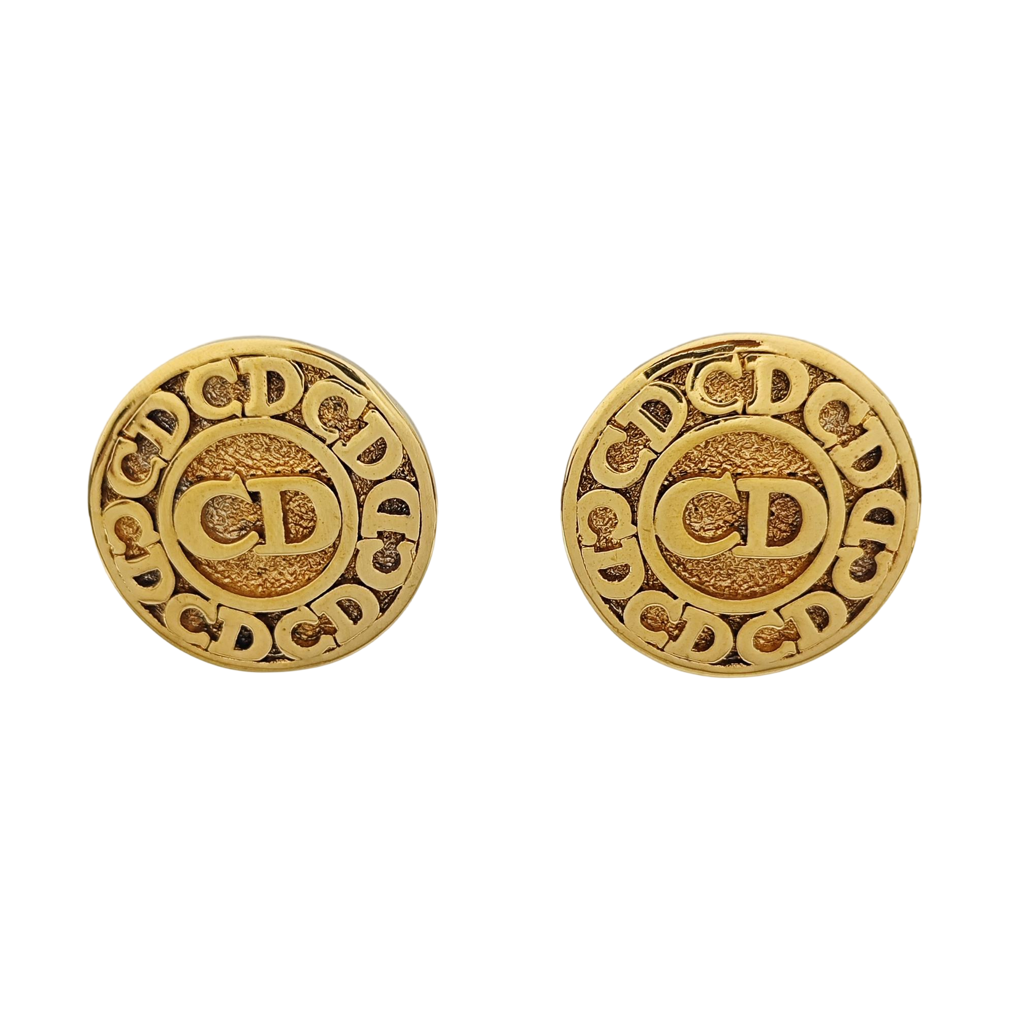 Petit CD Metal Gold Clip On Earrings