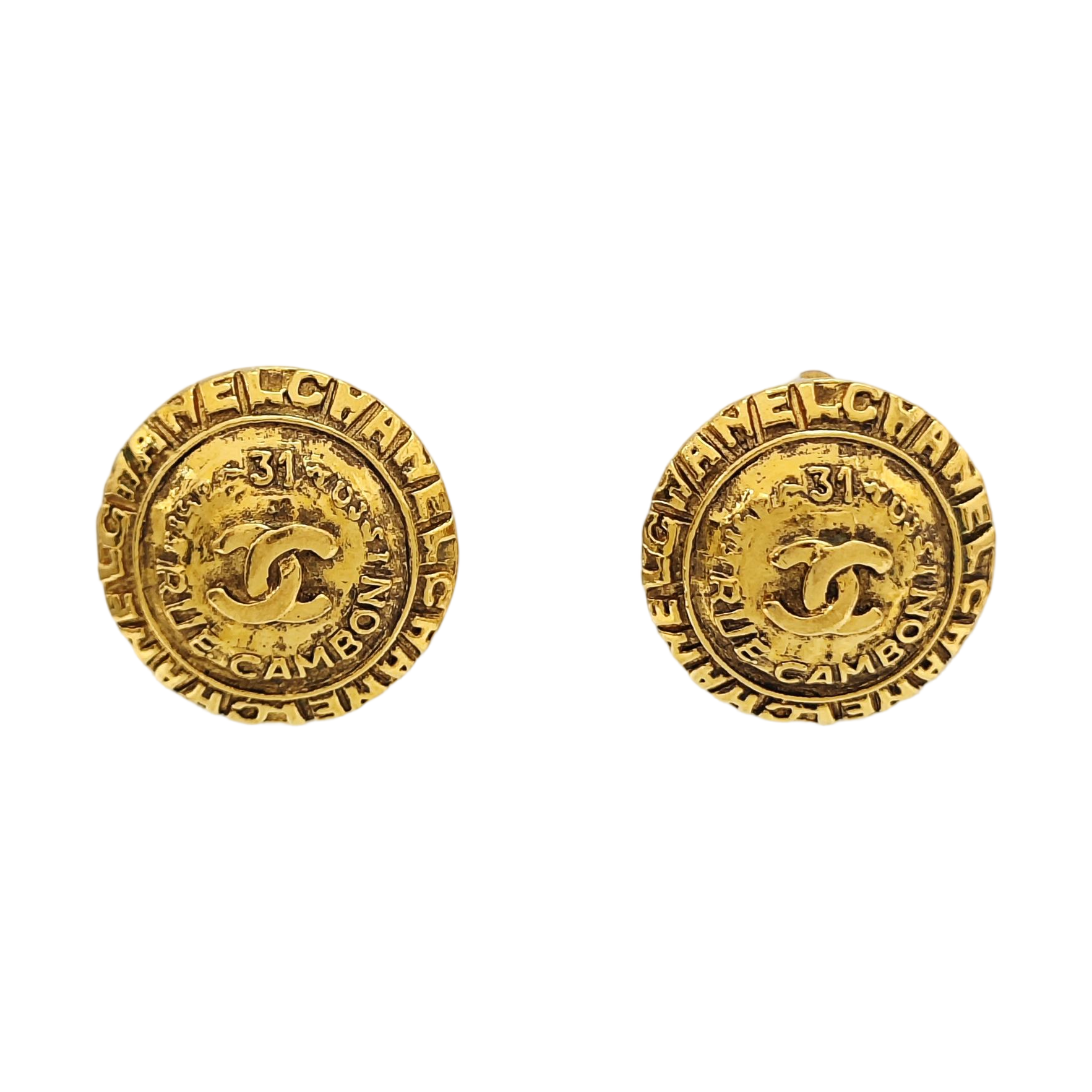 Vintage Metal Gold Clip On Earrings
