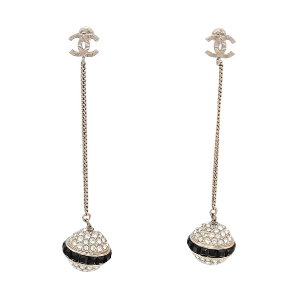 CC Logo Metal Silver Stud Earrings