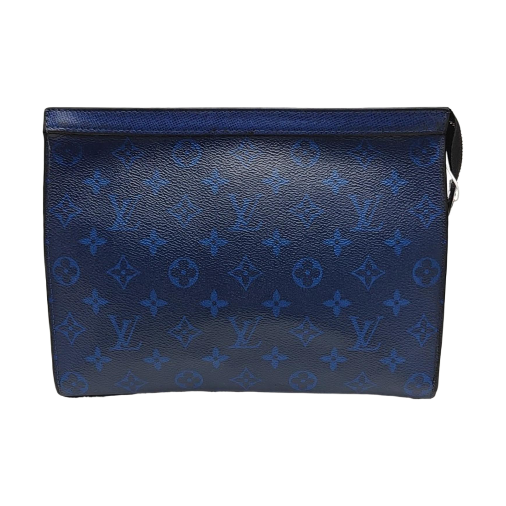 Pochette Voyag MM Monogram Coated Canvas Blue