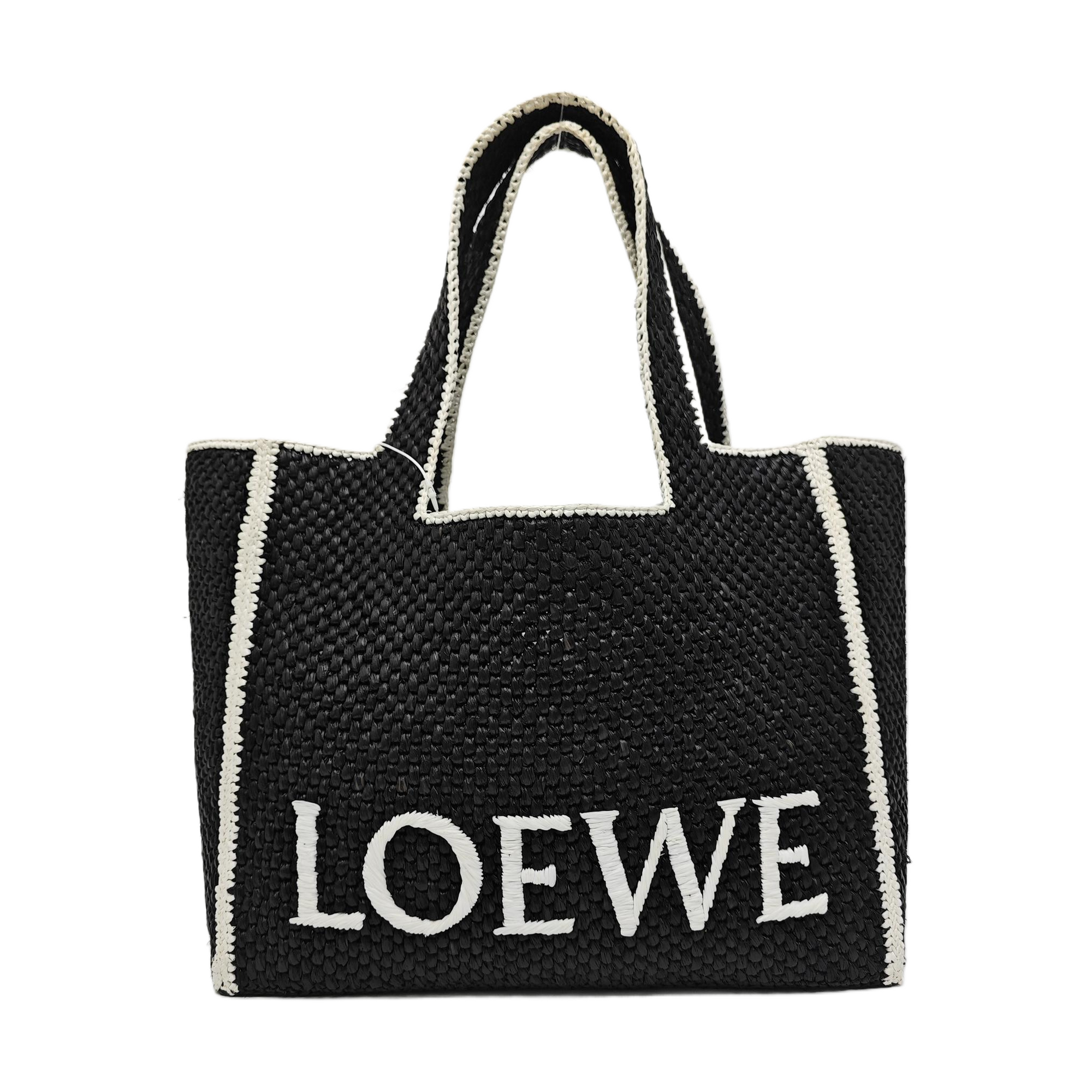 Font Tote Large Straw Black