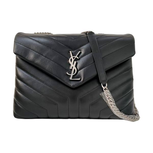 LOULOU Medium Chevron Calfskin Black