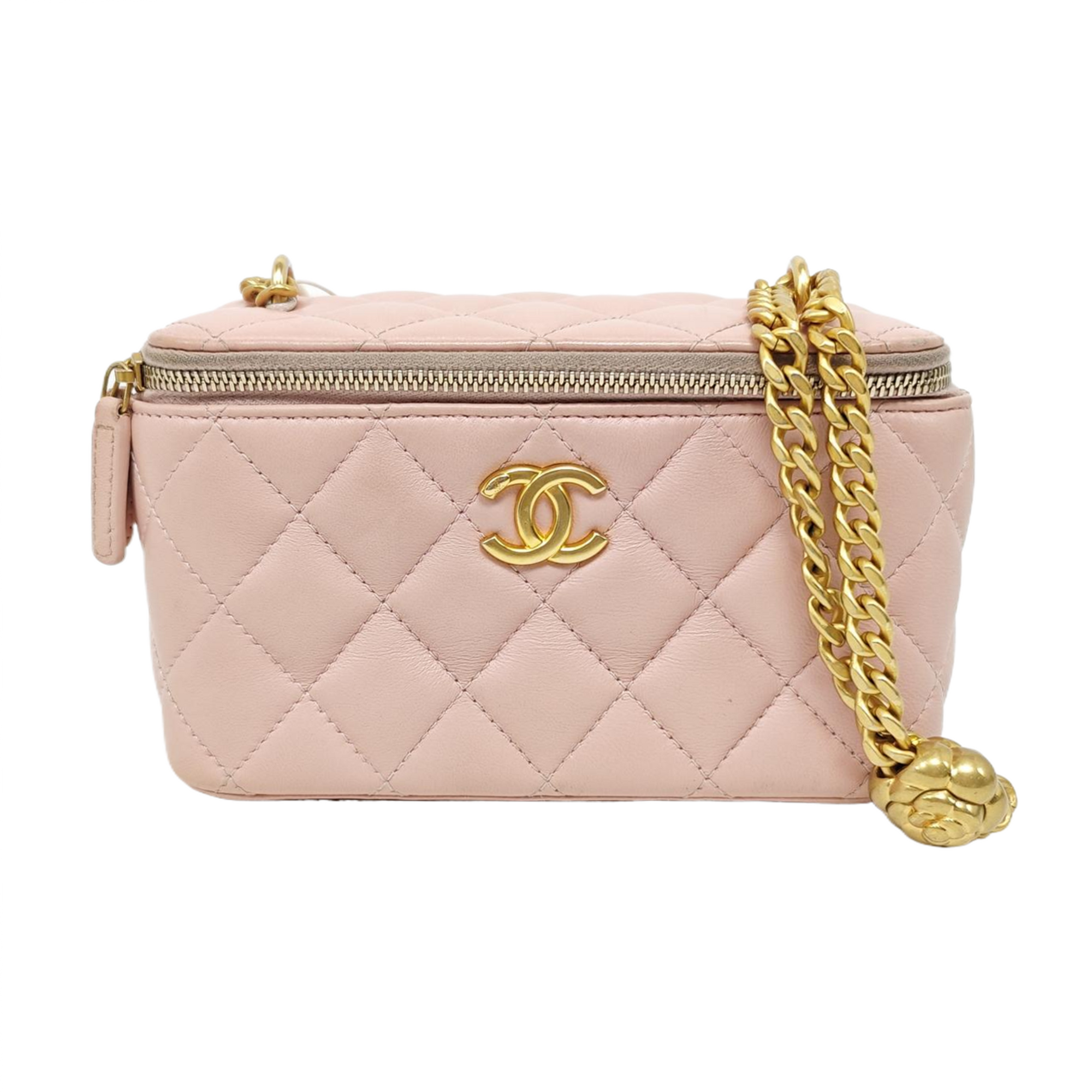 VANITY CASE Small Quilted Lambskin Pink