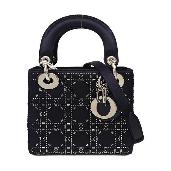 Lady Dior Mini Silk Satin Blue