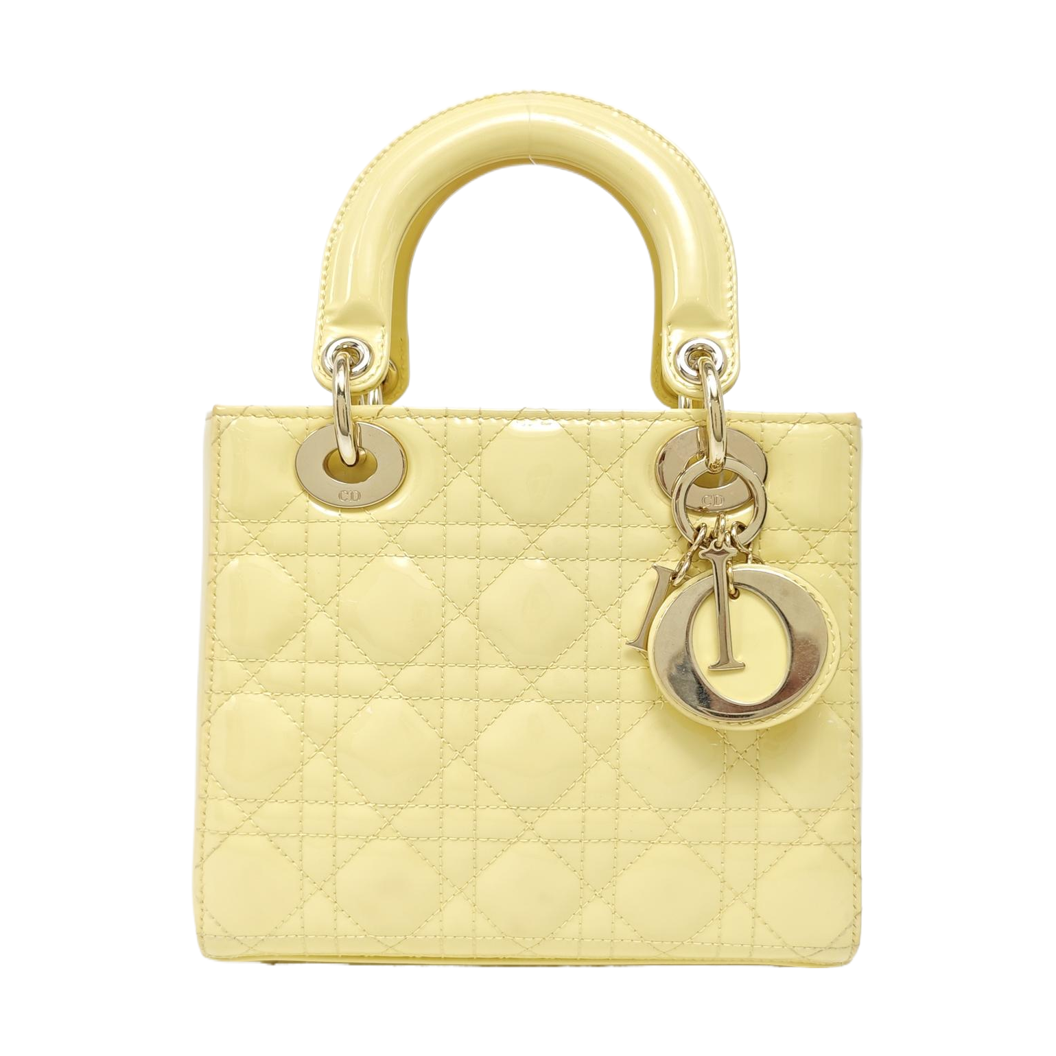 Lady Dior Small Cannage Patent Leather Yellow