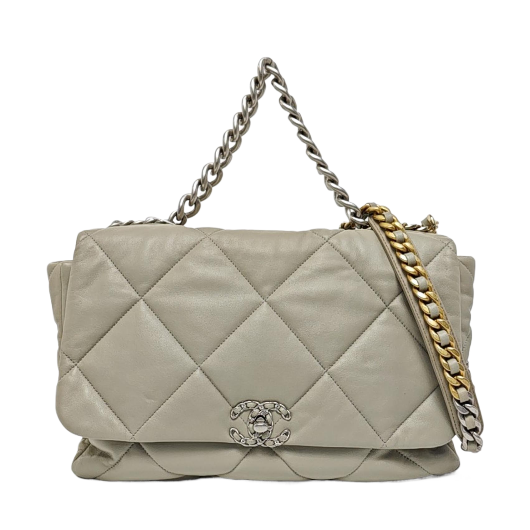 CHANEL 19 Maxi Quilted Lambskin Gray