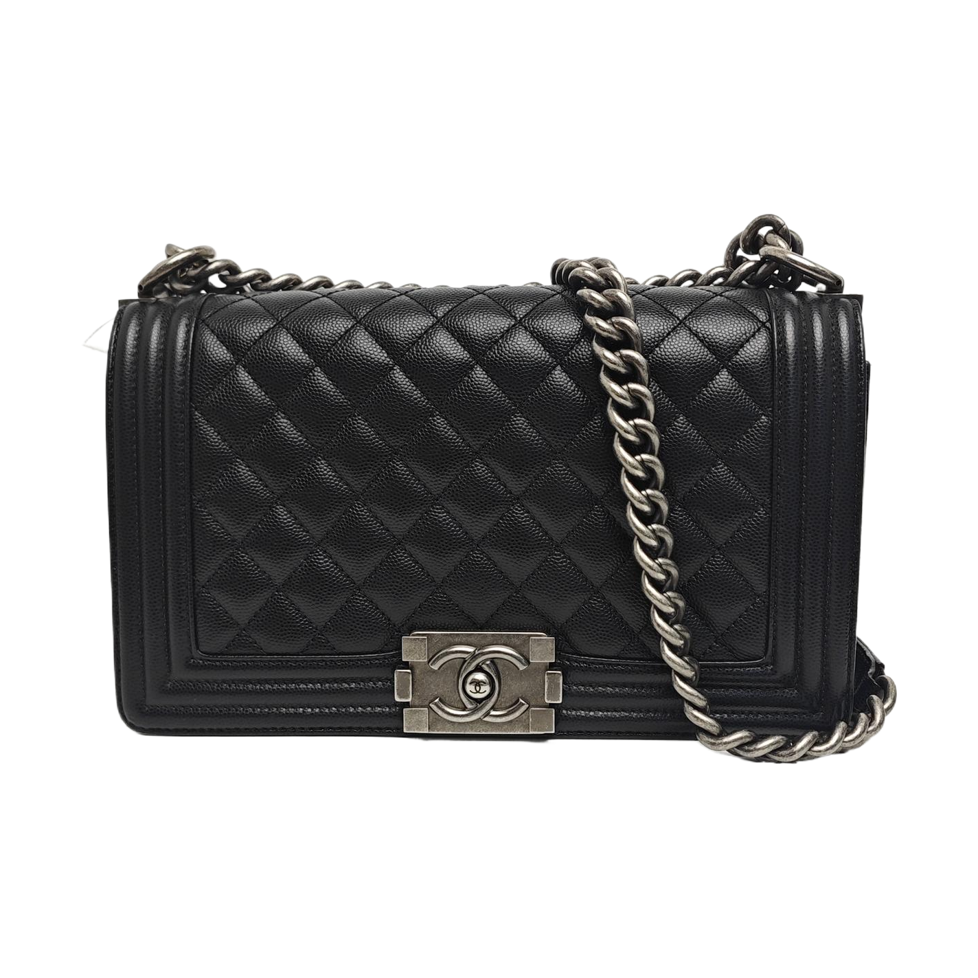 BOY CHANEL Medium Quilted Grained Calfskin Black