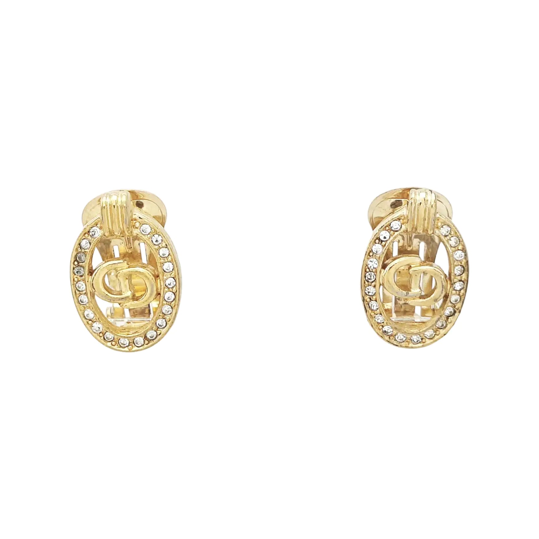 Petit CD Metal Gold Clip On Earrings