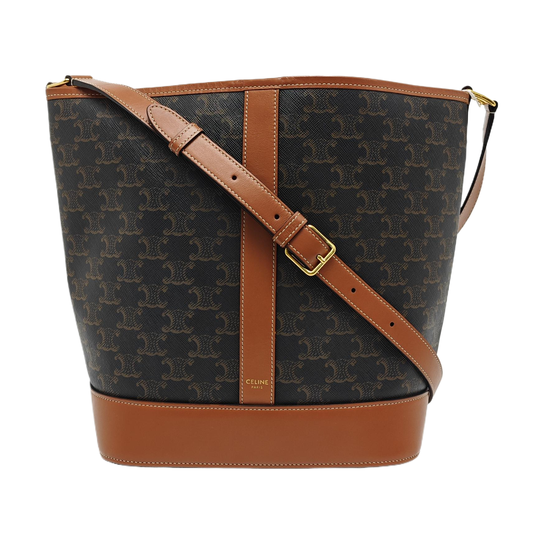 Authenticated pre-owned  TRIOMPHE CANVAS Medium Coated Canvas Brown - Bucket Bag at Looply