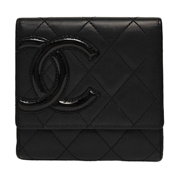 CAMBON Quilted Calfskin Black Wallet