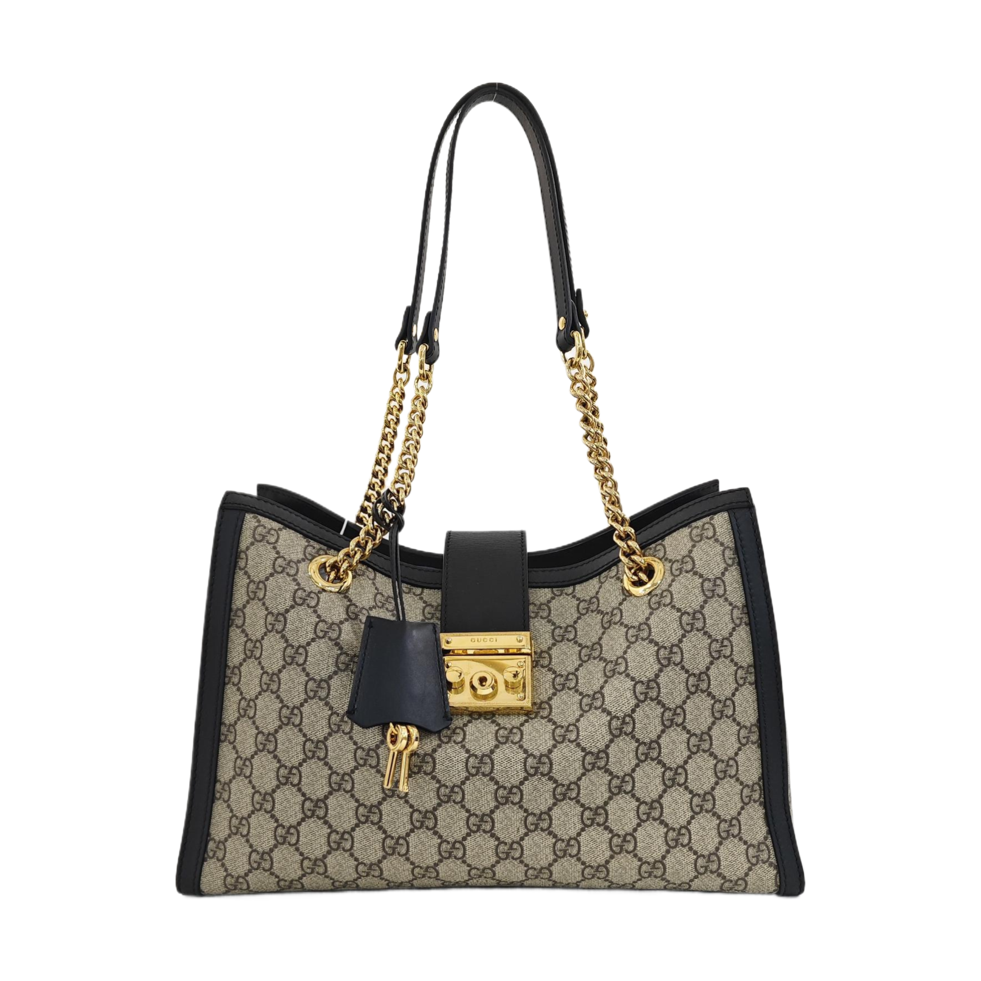 Padlock Medium Monogram Coated Canvas Beige