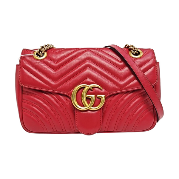 GG Marmont Medium Quilted Calfskin Red