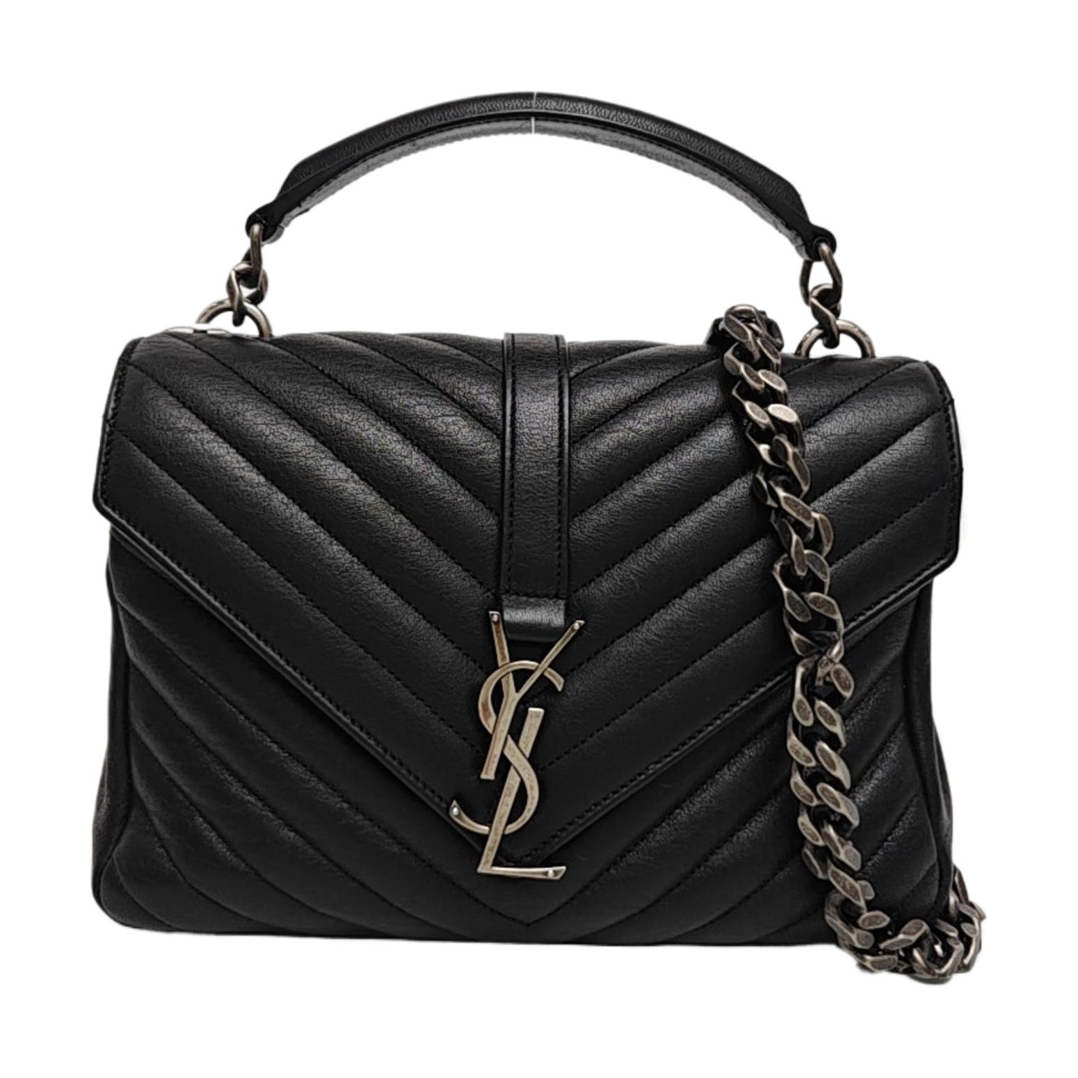 COLLEGE Medium Chevron Lambskin Black