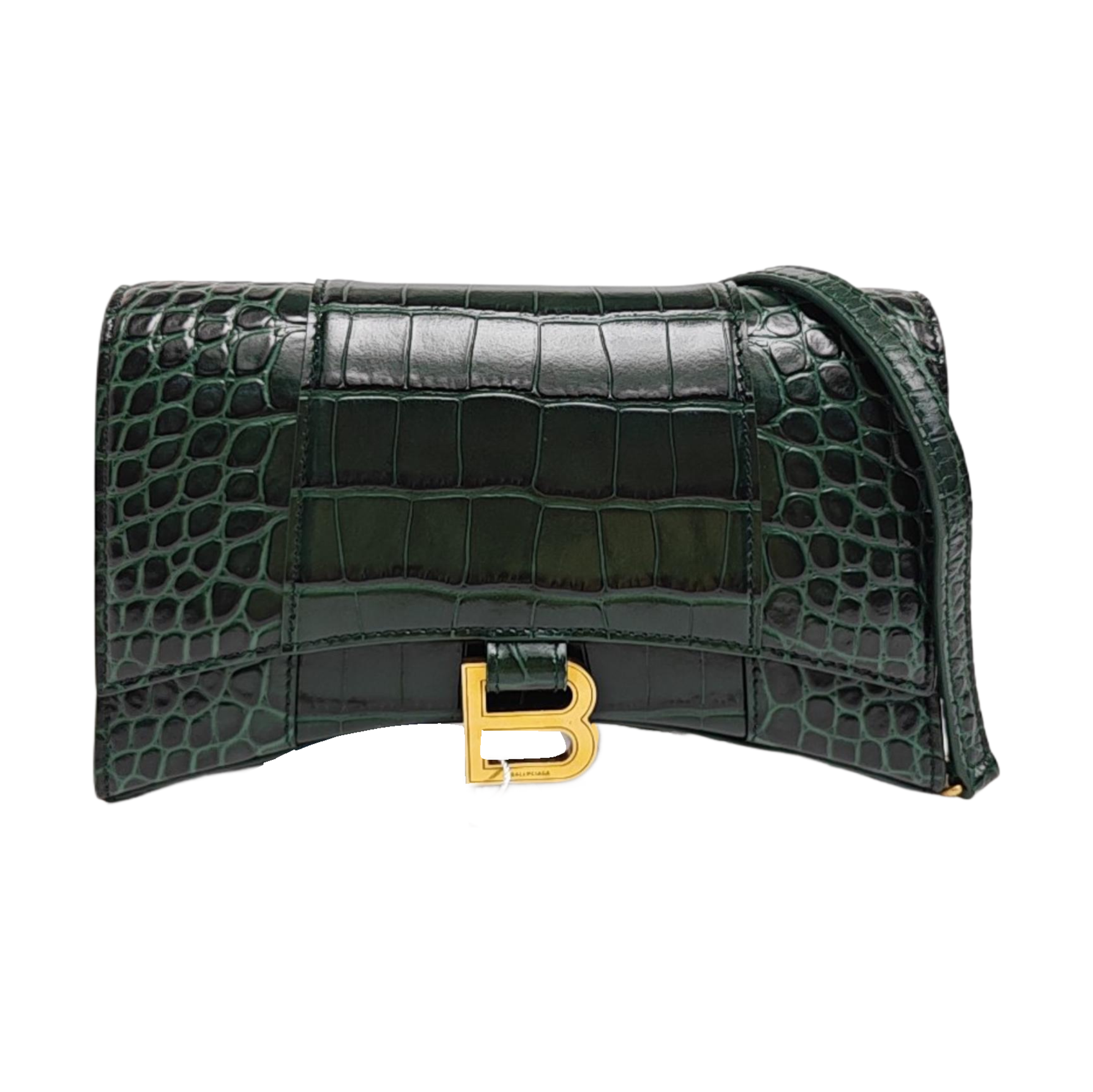 Hourglass Wallet On Chain Small Calfskin Green