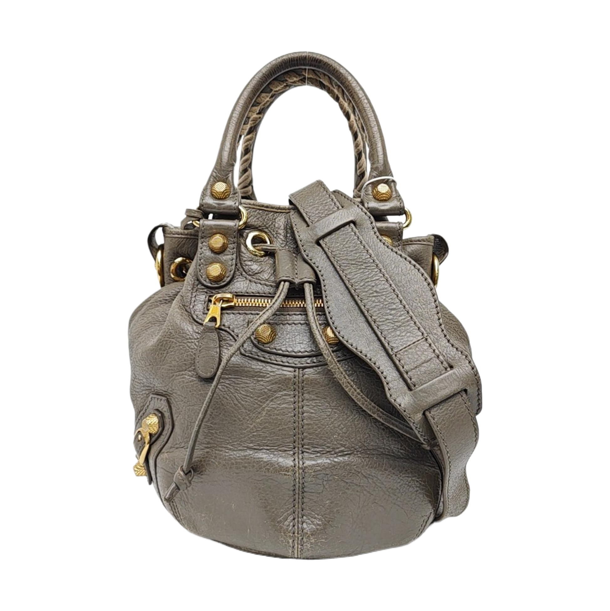 Pompon Bag Lambskin Gray