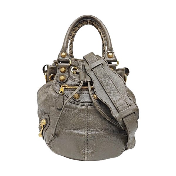 Pompon Bag Lambskin Gray