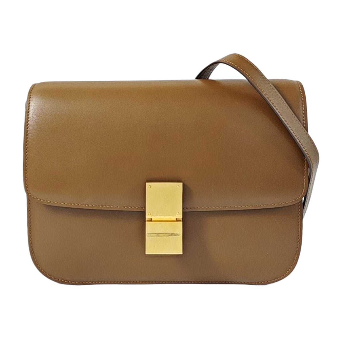 Authenticated pre-owned  CLASSIC BOX Medium Calfskin Brown - Shoulder Bag at Looply
