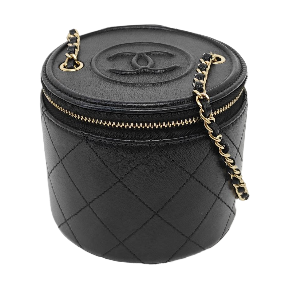 Quilted Lambskin Shoulder Bag Black