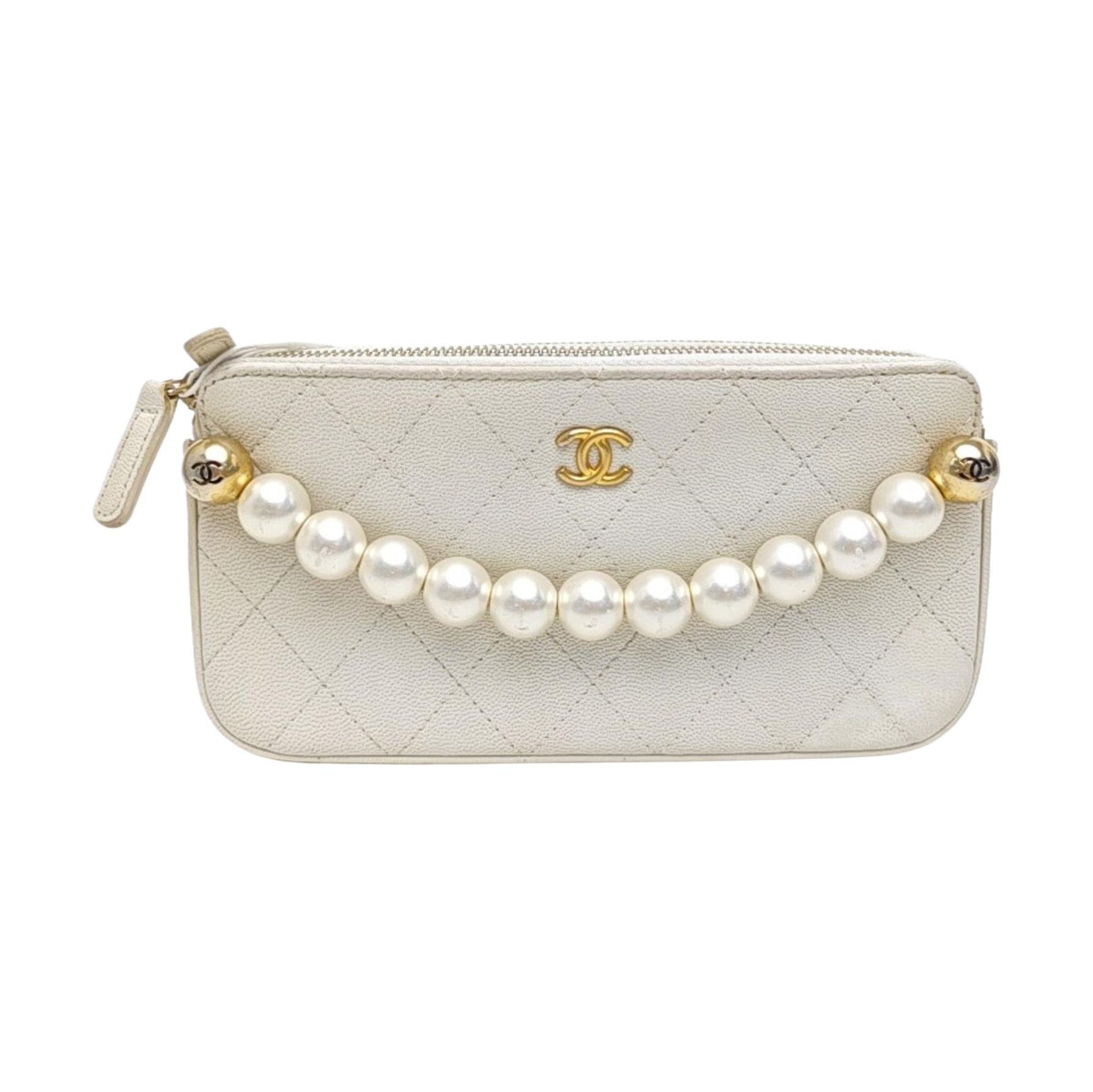 Quilted Lambskin Clutch White