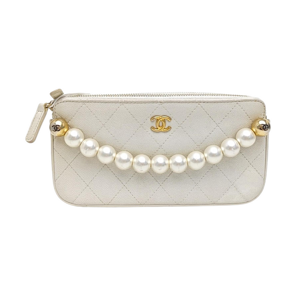 Quilted Lambskin Clutch White