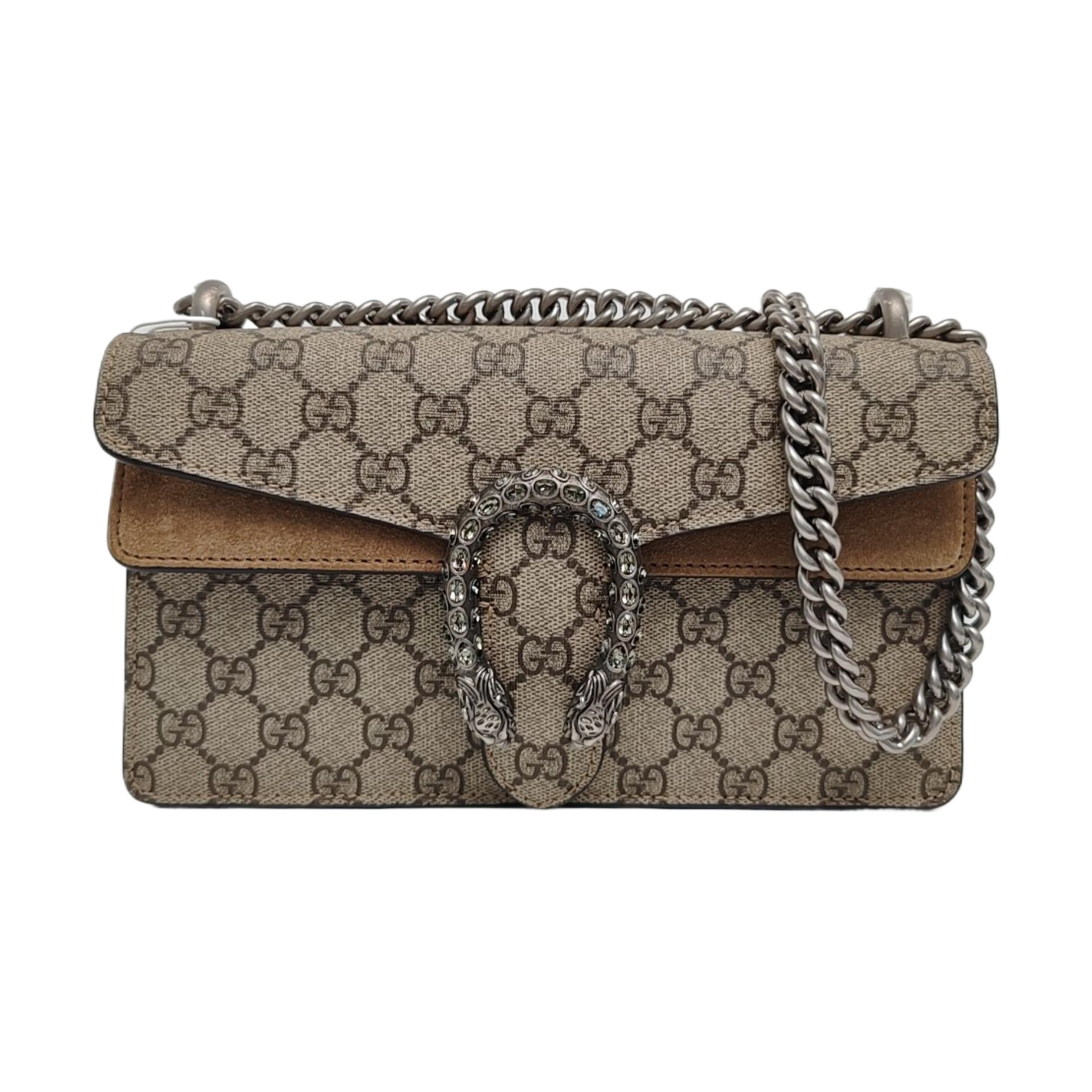 Dionysus Small Monogram Coated Canvas Beige