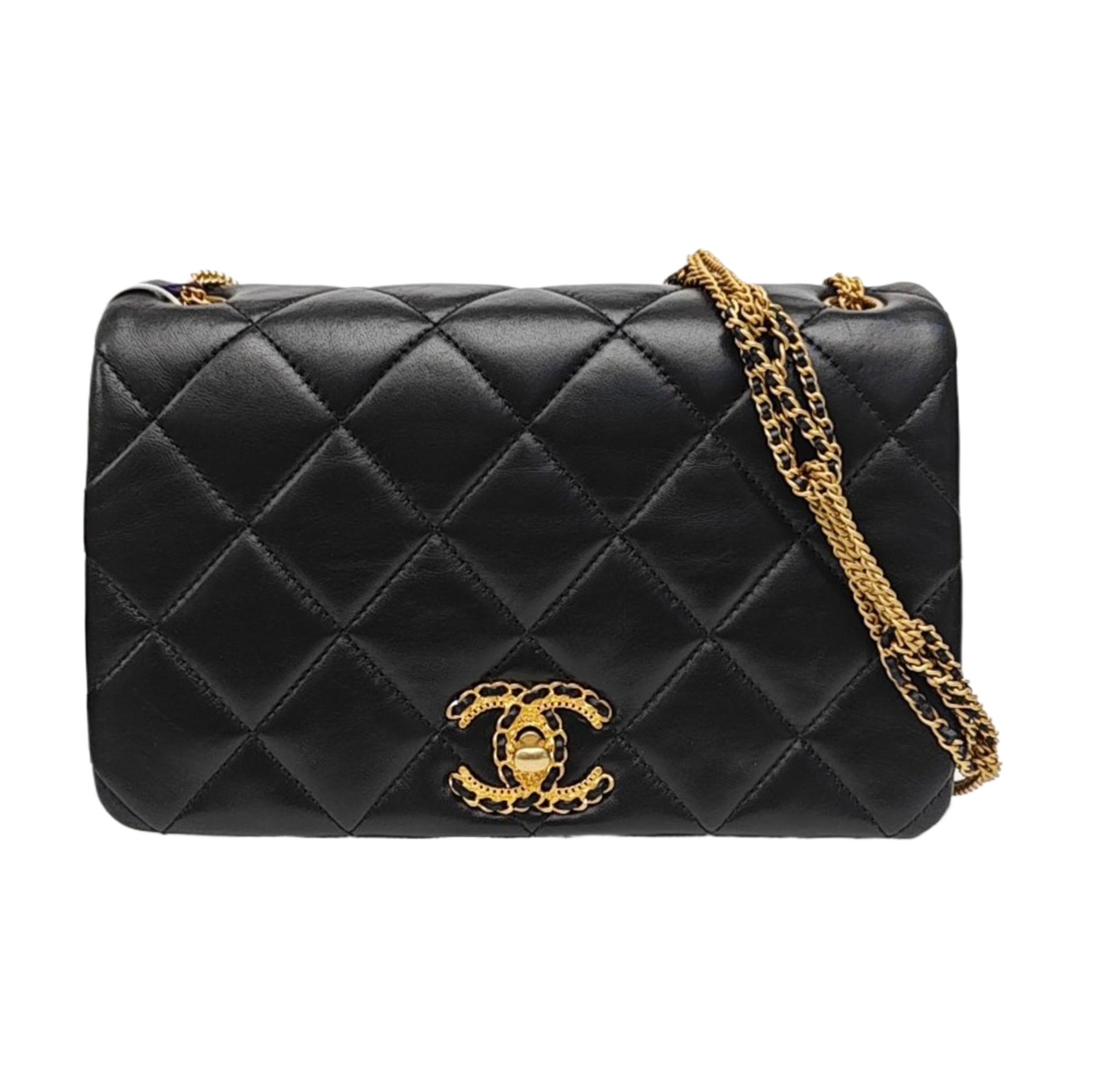 Quilted Lambskin Shoulder Bag Black