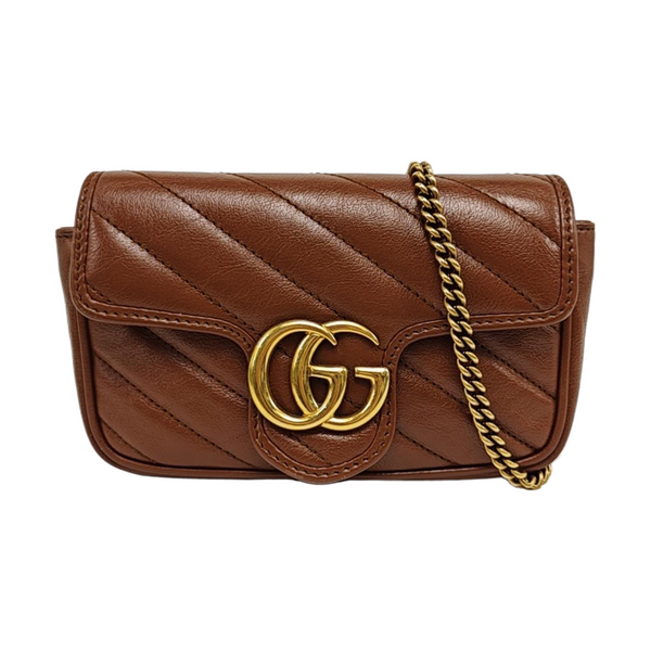GG Marmont Mini Quilted Calfskin Brown