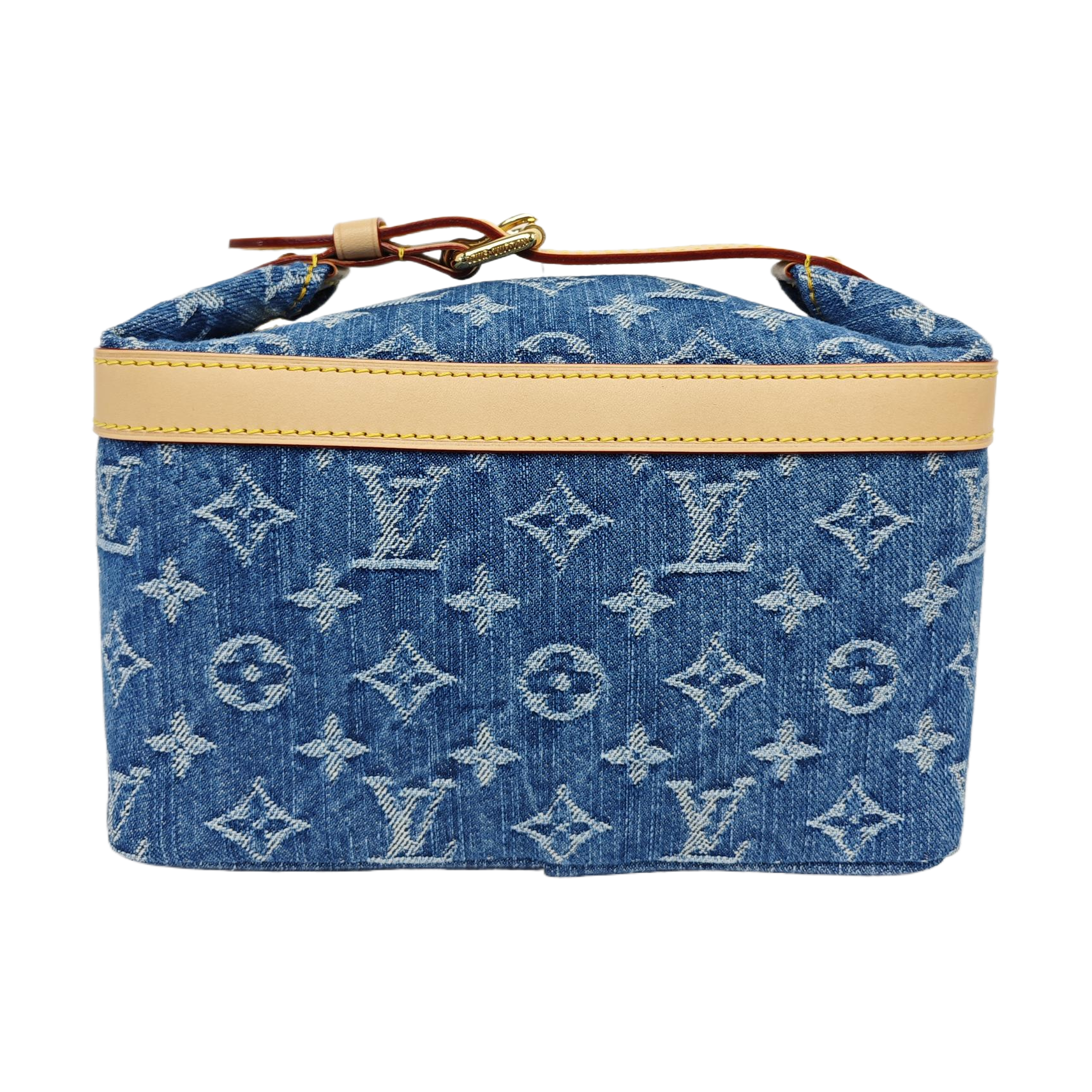 Monogram Denim Top Handle Bag Blue