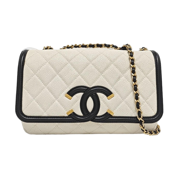 Authenticated pre-owned  FILIGREE Quilted Grained Calfskin White - Crossbody Bag at Looply