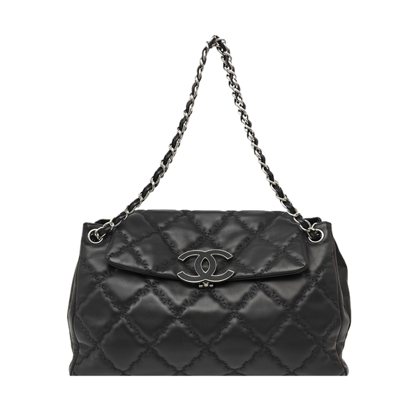 Quilted Calfskin Shoulder Bag Black