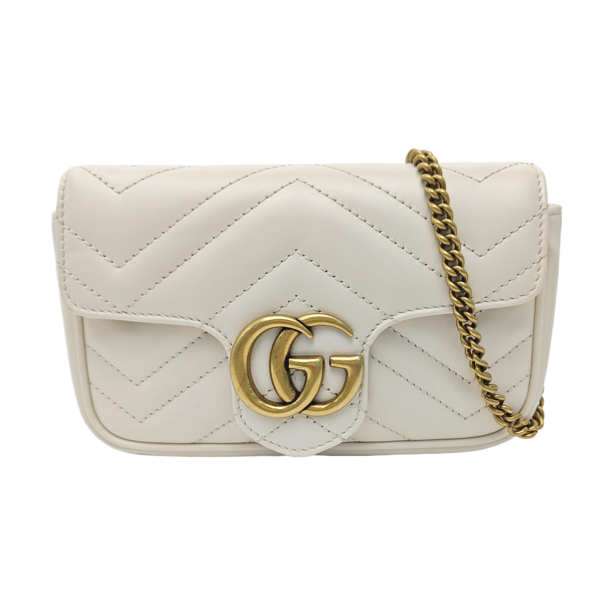 GG Marmont Mini Quilted Calfskin White