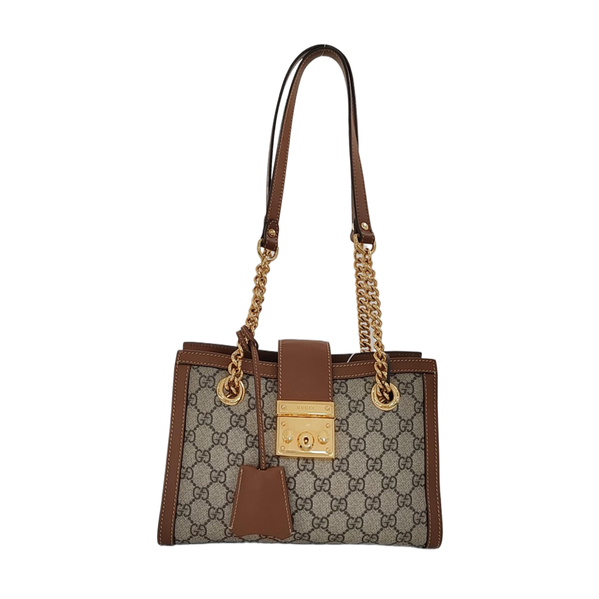 Padlock Small Monogram Coated Canvas Beige