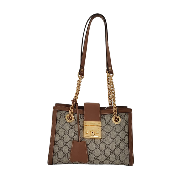 Padlock Small Monogram Coated Canvas Beige