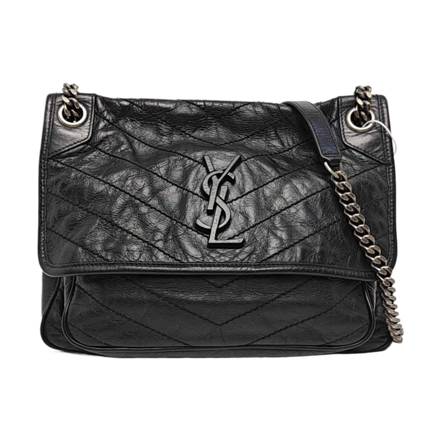 NIKI Medium Chevron Calfskin Black