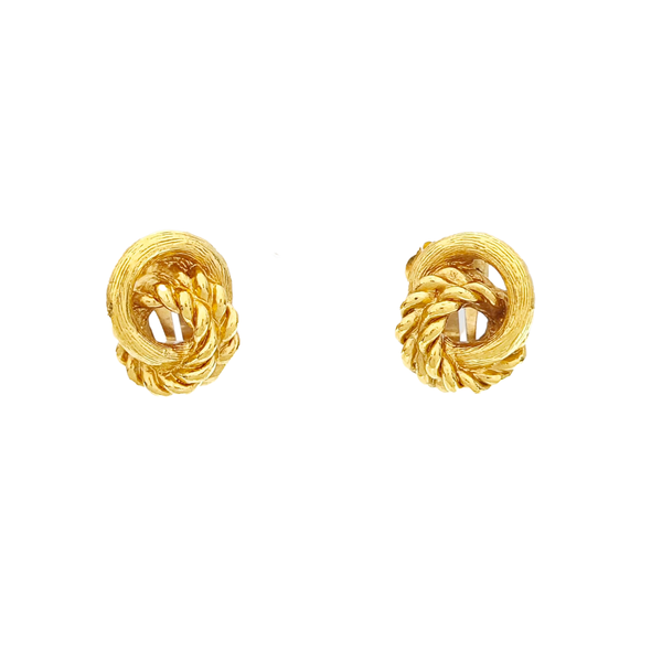 Twist Round Metal Gold Clip On Earrings