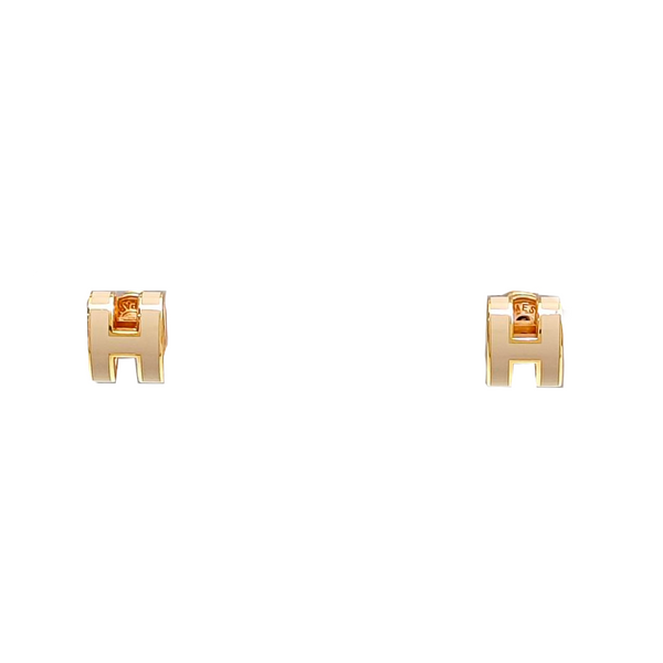 Pop H Metal Rose Gold Stud Earrings