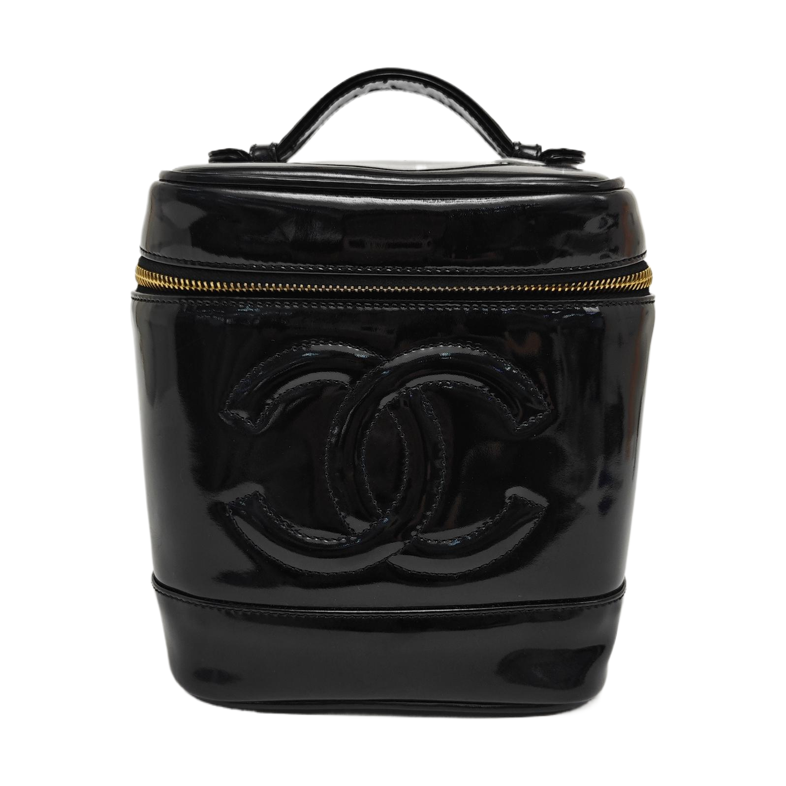 VINTAGE COSMETIC BAGS Patent Leather Black
