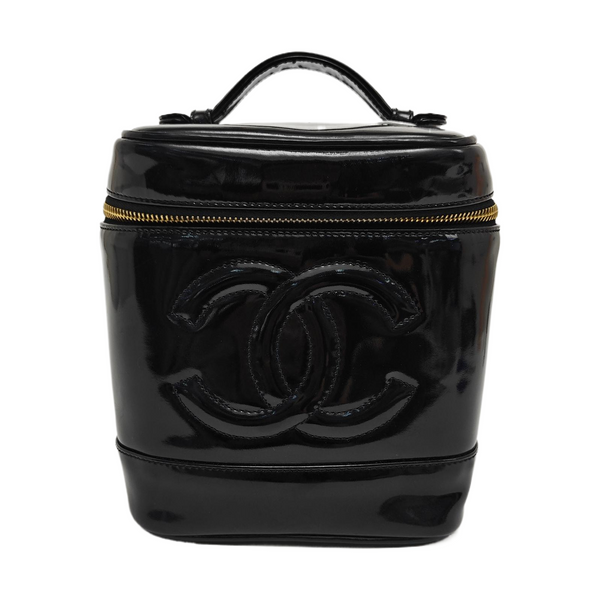 VINTAGE COSMETIC BAGS Patent Leather Black